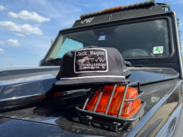 Load image into Gallery viewer, black rope hat with white rope patch jack wagon overlanding
