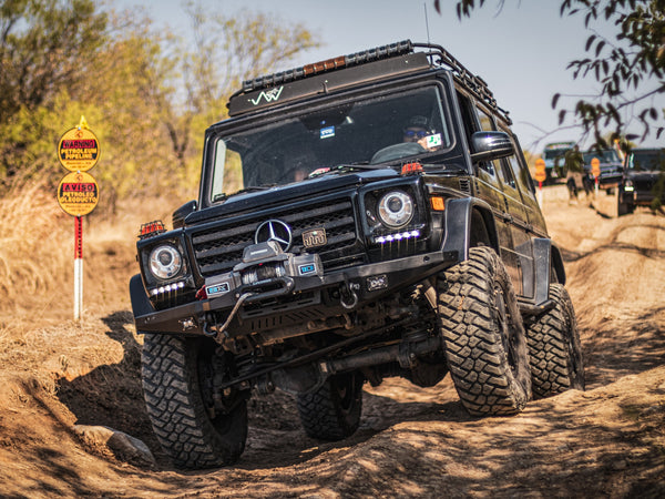 Load image into Gallery viewer, g wagon front steel detachable winch bumper mercedes tow pin baja designs lights superwinch sx10sr g500 g550 g55amg