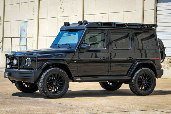 Load image into Gallery viewer, g wagon 463a 465 electronic running board electric side steps drop down rock sliders retractable step off road 4x4 squared