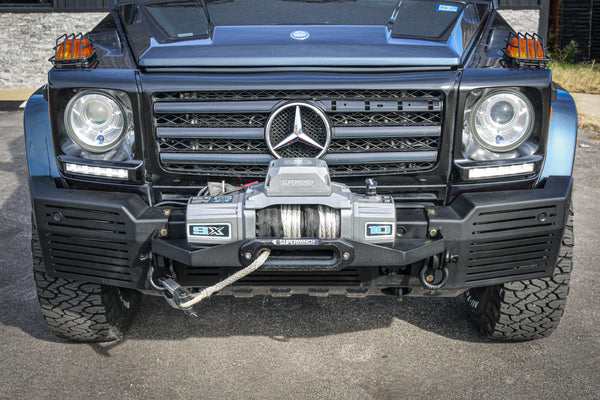 Load image into Gallery viewer, g wagon front steel bumper winch mercedes tow pin bumper g550 g63 amg 4x4 squared g wagen gelandewagen 463 w463