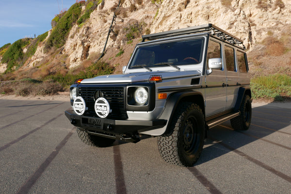 Load image into Gallery viewer, g wagon front steel detachable winch bumper mercedes tow pin baja designs lights superwinch sx10sr g500 g550 g55amg