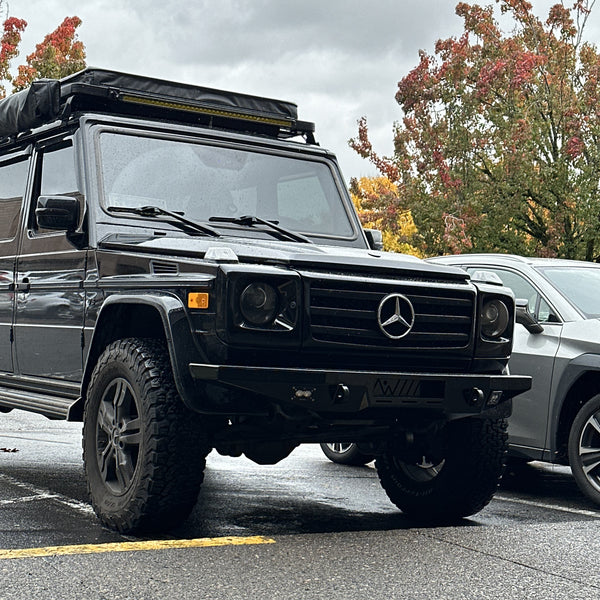 Load image into Gallery viewer, g wagon front steel detachable winch bumper mercedes tow pin baja designs lights superwinch sx10sr g500 g550 g55amg