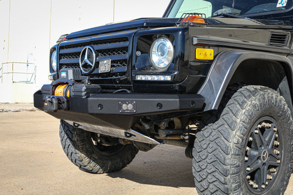 Load image into Gallery viewer, g wagon front bumper steel winch g500 g550 g55 amg mercedes fog lights cooler relocation intercooler g wagen