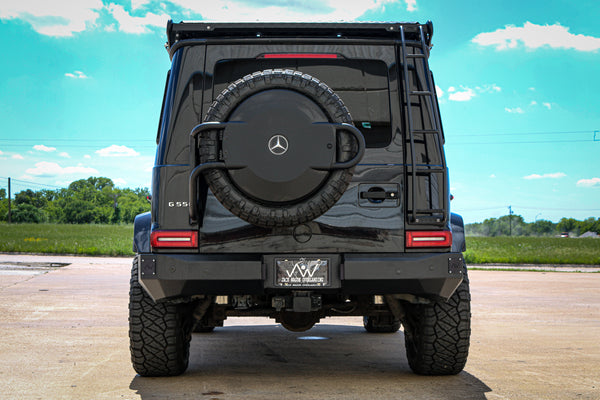 Load image into Gallery viewer, mercedes g wagon rear steel bumper 463a w463a g wagen g class g550 g63 amg blind spot assist parktronic