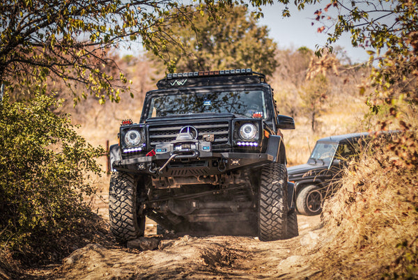 Load image into Gallery viewer, g wagon front steel detachable winch bumper mercedes tow pin baja designs lights superwinch sx10sr g500 g550 g55amg