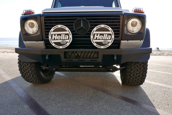 Load image into Gallery viewer, g wagon front steel detachable winch bumper mercedes tow pin baja designs lights superwinch sx10sr g500 g550 g55amg