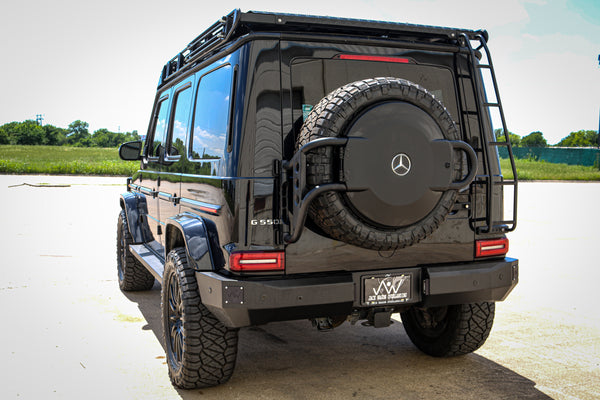 Load image into Gallery viewer, mercedes g wagon rear steel bumper 463a w463a g wagen g class g550 g63 amg blind spot assist parktronic