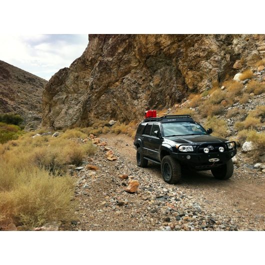 Load image into Gallery viewer, Toyota 4Runner 4th Gen baja off road offroad roof rack gobiracks gobirack gobi stealth ranger light bar multi light setup wind deflector