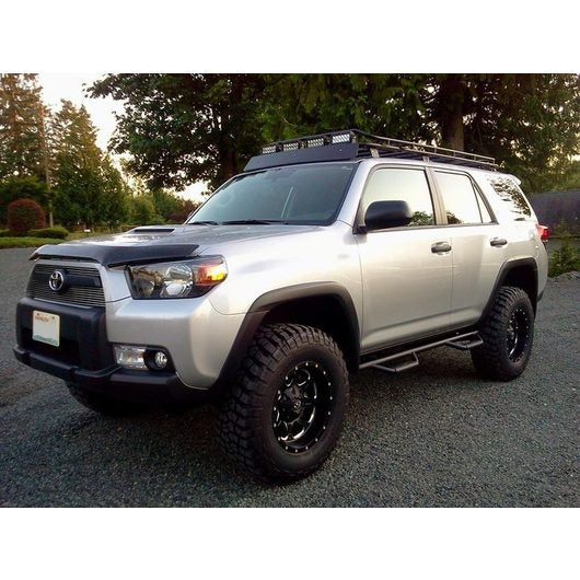 Load image into Gallery viewer, Toyota 4Runner 5th Gen baja off road offroad roof rack gobiracks gobirack gobi stealth ranger light bar multi light setup wind deflector
