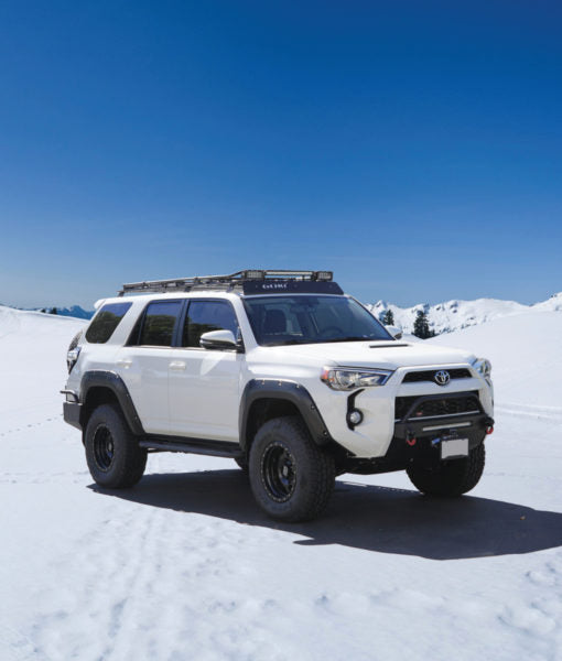 Load image into Gallery viewer, Toyota 4Runner 5th Gen baja off road offroad roof rack gobiracks gobirack gobi stealth ranger light bar multi light setup wind deflector