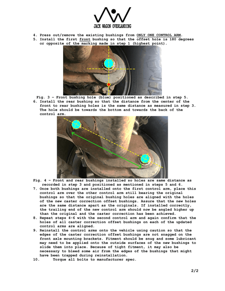 Load image into Gallery viewer, JWO caster correction offset bushings instructions installation fitment mercedes g wagon w463 g500 g55 g550 g63 amg camber castor g wagen gelandewagen control arm radius arm bushings