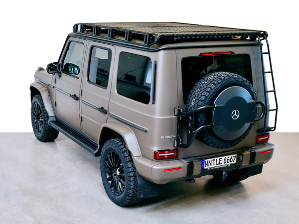 Load image into Gallery viewer, Lennartz Technik LeTech Spare Wheel Holder 7098 with Cover 7099 for Mercedes G Wagon w463a g550 g63 AMG
