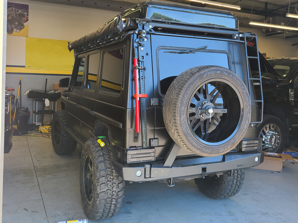 Load image into Gallery viewer, mercedes g wagon rear steel bumper swing out spare mount afn 4x4 usa g clas g wagen w463 463 g500 g55 g550 g63 amg