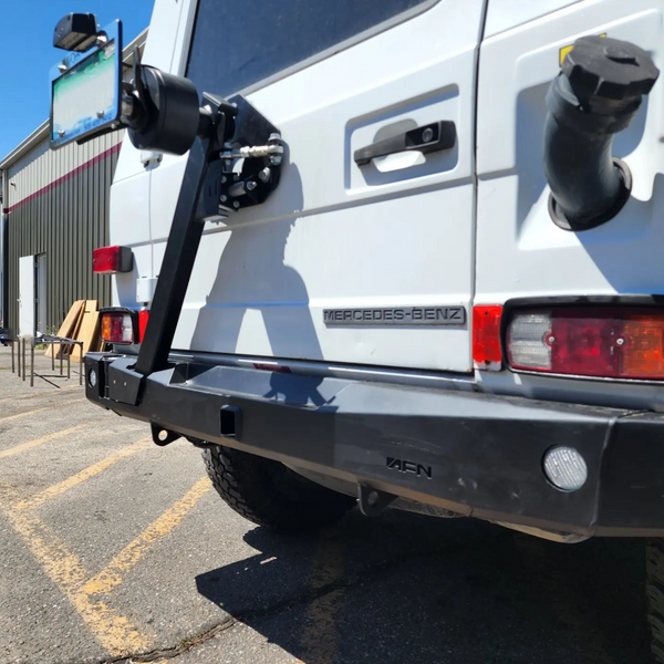Load image into Gallery viewer, mercedes g wagon rear steel bumper swing out spare mount afn 4x4 usa g clas g wagen w463 463 g500 g55 g550 g63 amg