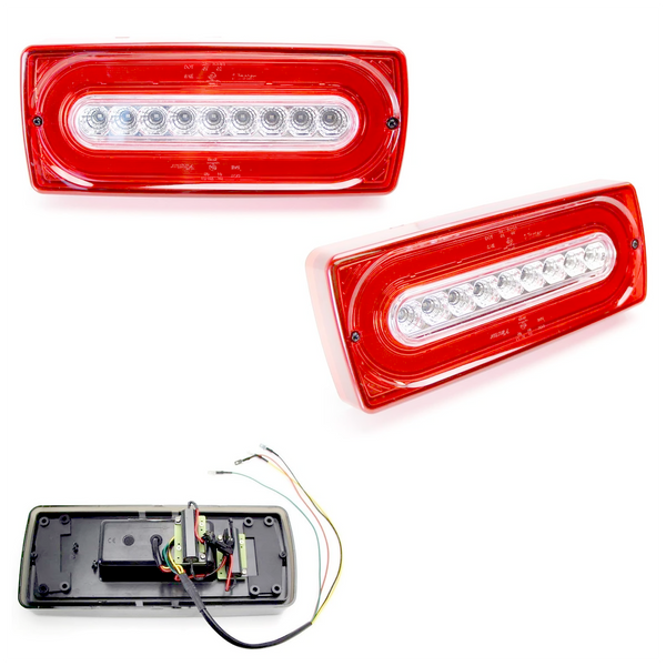 Load image into Gallery viewer, G Wagon Tail Light Rear Turn Signal LED ijdmtoy Laser Style Sequential Blink Red and Clear