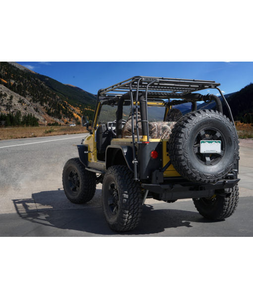 Load image into Gallery viewer, jeep TJ baja off road offroad roof rack gobiracks gobirack gobi stealth ranger light bar multi light setup wind deflector