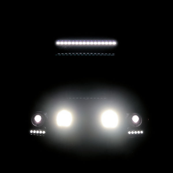 Load image into Gallery viewer, g wagon light bar baja designs lp9 pro baj320003 320003 baj320001 320001 amber brackets mercedes g wagon light bar led lights rigid adapt 40 inch light bar at night bull bar brush guard roof rack