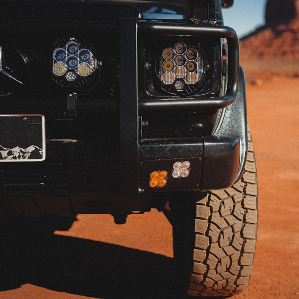 Load image into Gallery viewer, g wagon light bar baja designs lp9 pro amber baj320011 320011 baj320013 320013 brackets mercedes g wagen bull bar brush guard roof rack light bar led lights