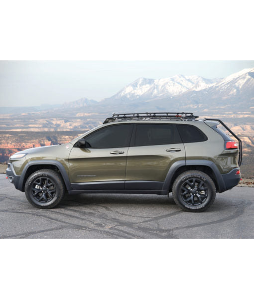 Load image into Gallery viewer, jeep cherokee KL baja off road offroad roof rack gobiracks gobirack gobi stealth ranger light bar multi light setup wind deflector