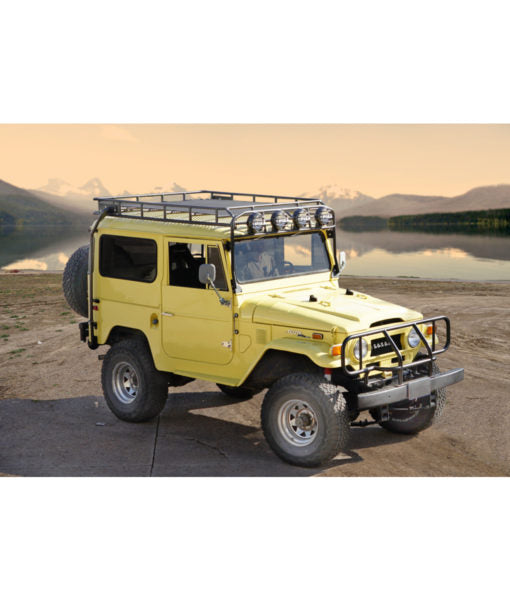 Load image into Gallery viewer, Toyota FJ40 baja off road offroad roof rack gobiracks gobirack gobi stealth ranger light bar multi light setup wind deflector