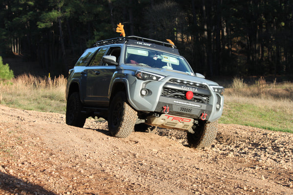 Load image into Gallery viewer, Toyota 4Runner 5th Gen baja off road offroad roof rack gobiracks gobirack gobi stealth ranger light bar multi light setup wind deflector