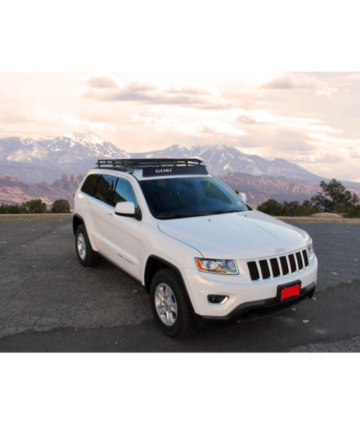 Load image into Gallery viewer, jeep grand cherokee WK2 baja off road offroad roof rack gobiracks gobirack gobi stealth ranger light bar multi light setup wind deflector