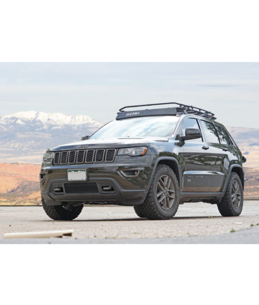 Load image into Gallery viewer, jeep grand cherokee WK2 baja off road offroad roof rack gobiracks gobirack gobi stealth ranger light bar multi light setup wind deflector