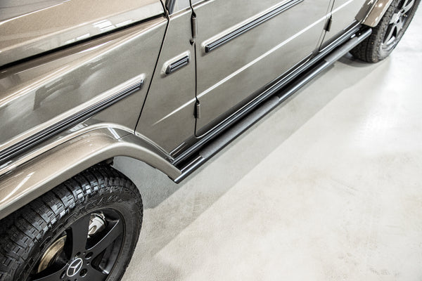Load image into Gallery viewer, mercedes g wagon w463a side step rock slider nerf bar protection upgrade ORC Double Sill Protection Jack Wagon Overlanding G550 G63 AMG
