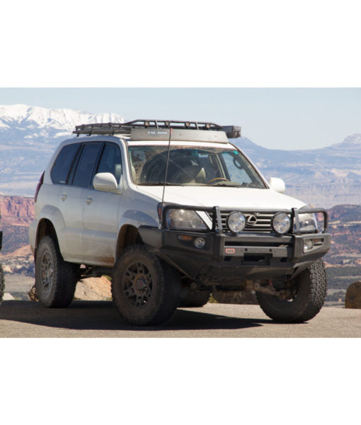 Load image into Gallery viewer, Lexus GX470 baja off road offroad roof rack gobiracks gobirack gobi stealth ranger light bar multi light setup wind deflector