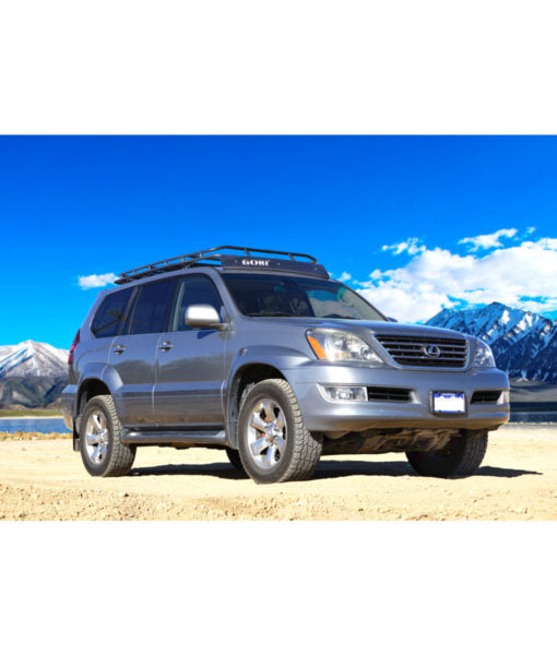 Load image into Gallery viewer, Lexus GX470 baja off road offroad roof rack gobiracks gobirack gobi stealth ranger light bar multi light setup wind deflector