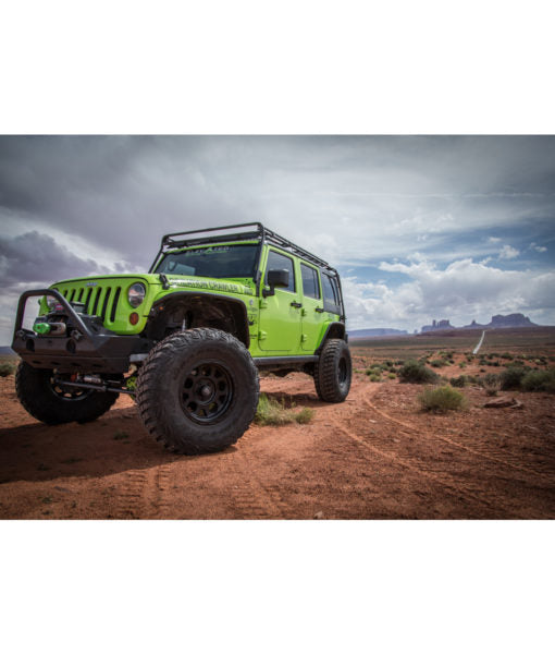Load image into Gallery viewer, jeep JKU 4 Door baja off road offroad roof rack gobiracks gobirack gobi stealth ranger light bar multi light setup wind deflector
