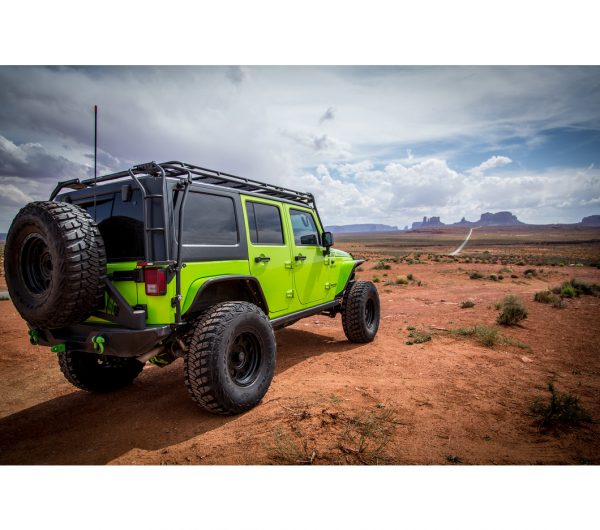 Load image into Gallery viewer, jeep JKU 4 Door baja off road offroad roof rack gobiracks gobirack gobi stealth ranger light bar multi light setup wind deflector