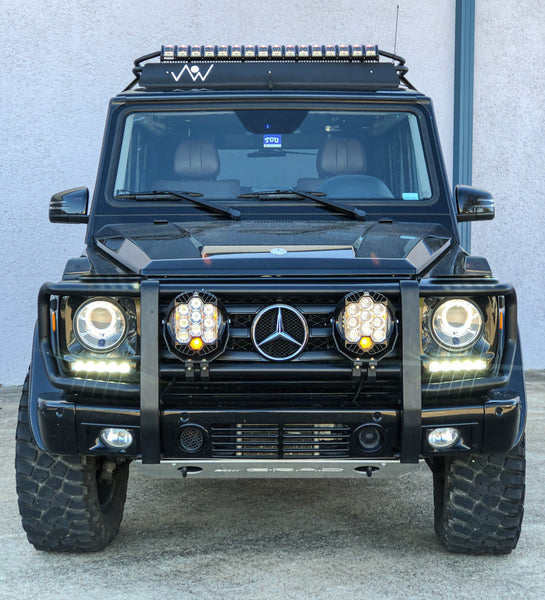 Load image into Gallery viewer, g wagon light bar baja designs lp9 pro amber brackets mercedes g wagon bull bar brush guard roof rack light bar led lights rigid adapt 40 inch light bar baj320003 320003 baj320001 320001