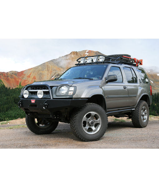 Load image into Gallery viewer, Nissan XTerra baja off road offroad roof rack gobiracks gobirack gobi stealth ranger light bar multi light setup wind deflector