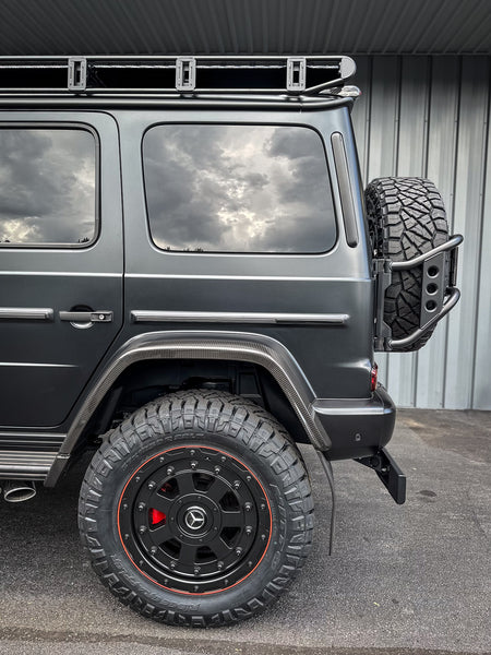 Load image into Gallery viewer, Mercedes G Wagon amg g63 4x4 squared Black Wheels 8x6.5 off road red lip 463 industries GC01
