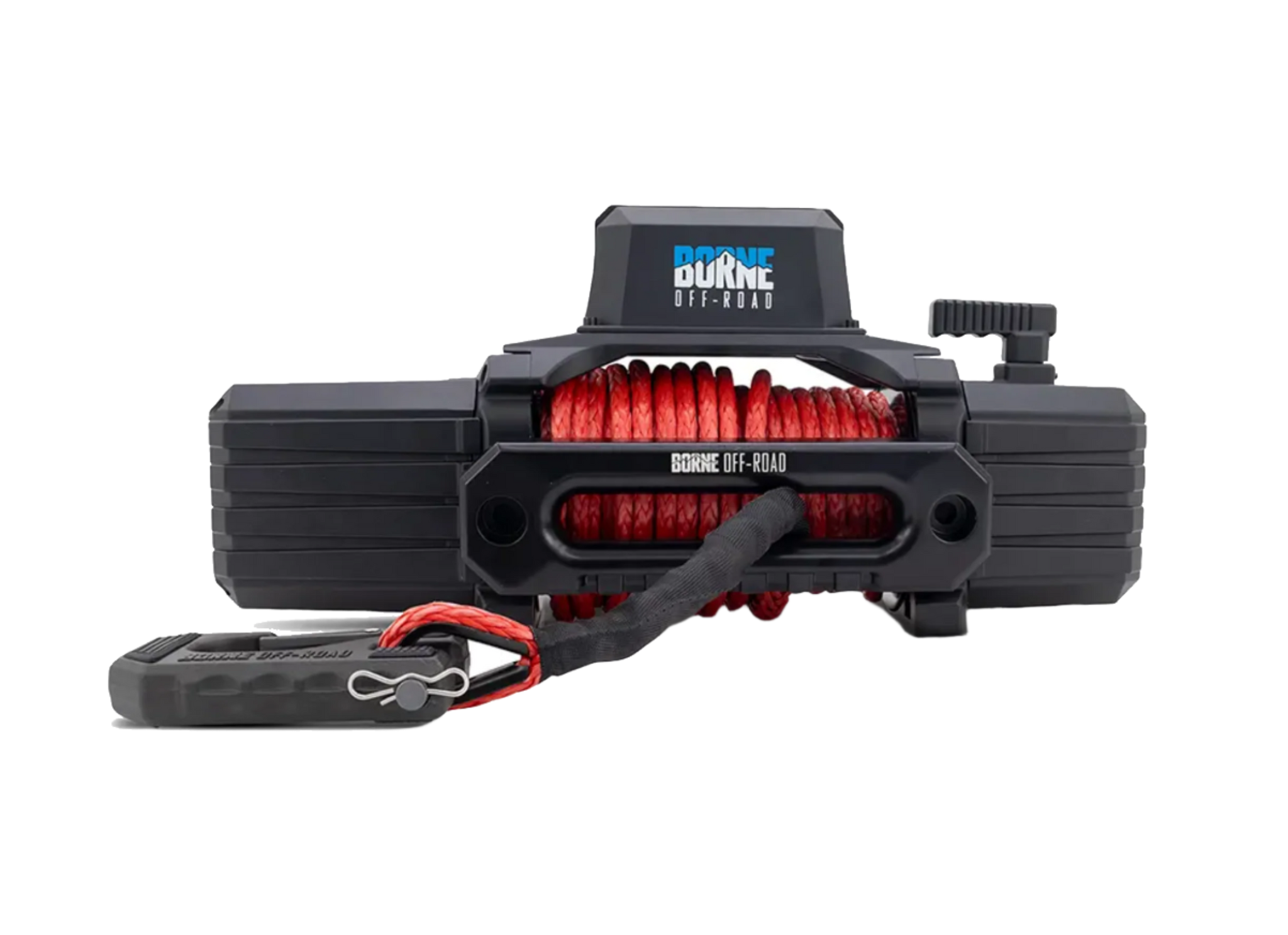 Borne Off-Road 10k Load Winch with multi-color Synthetic Rope