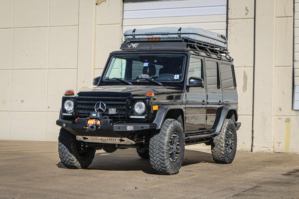 Load image into Gallery viewer, g wagon front bumper steel winch g500 g550 g55 amg mercedes fog lights cooler relocation intercooler g wagen 
