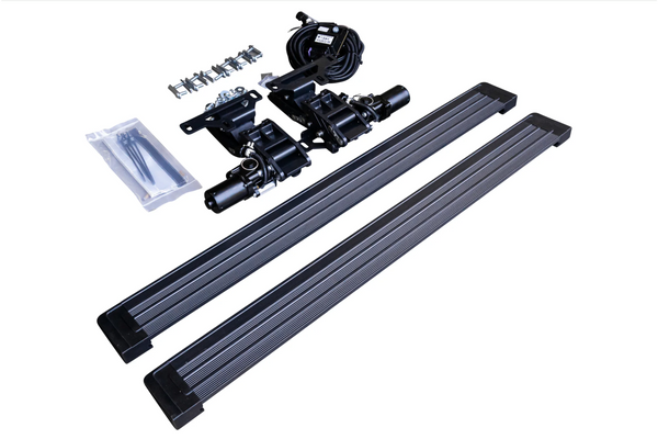 Load image into Gallery viewer, mercedes g-wagon electric side steps power running boards automatic electronic drop down steps g-class 463a 464 465 w463a w463 w465 g550 g580 g63 4x4 squared
