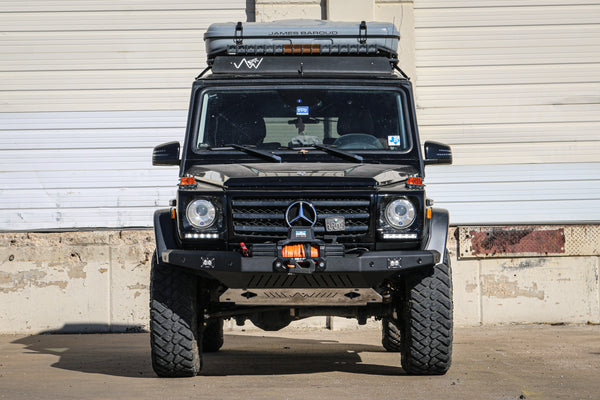 Load image into Gallery viewer, g wagon front bumper steel winch g500 g550 g55 amg mercedes fog lights cooler relocation intercooler g wagen 
