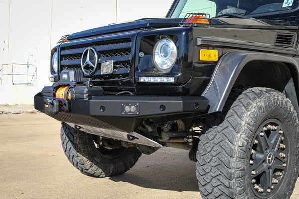 Load image into Gallery viewer, g wagon front bumper steel winch g500 g550 g55 amg mercedes fog lights cooler relocation intercooler g wagen 
