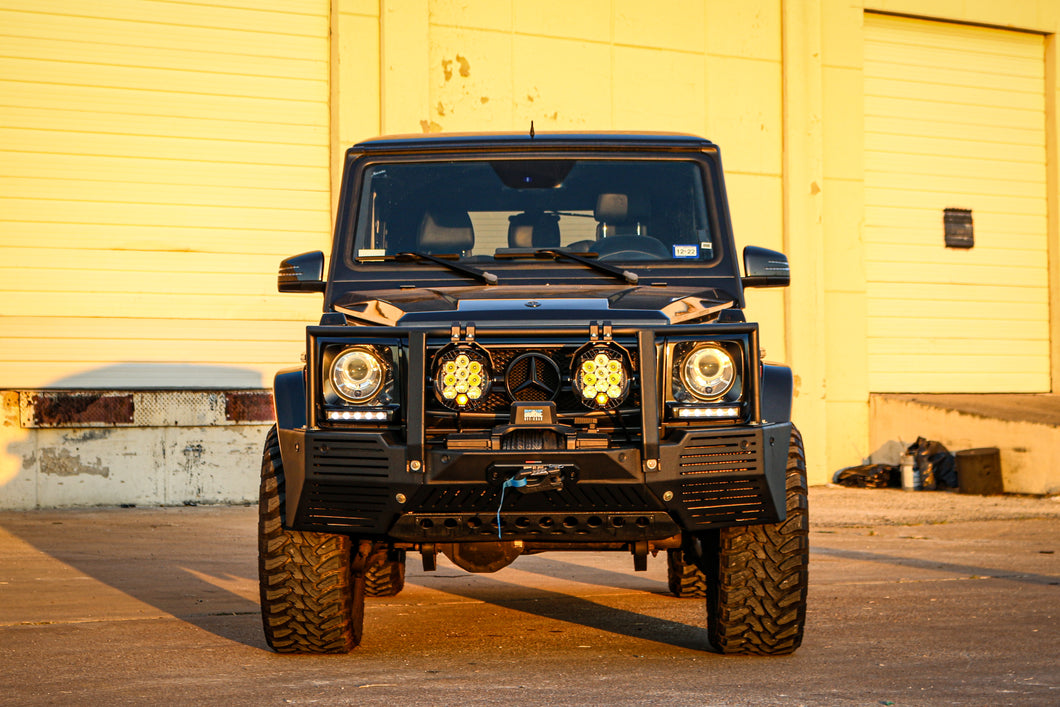 g wagon front steel bumper integrated winch mercedes g550 g63 g65 4x4 squared corner coolers g class gelandewagen