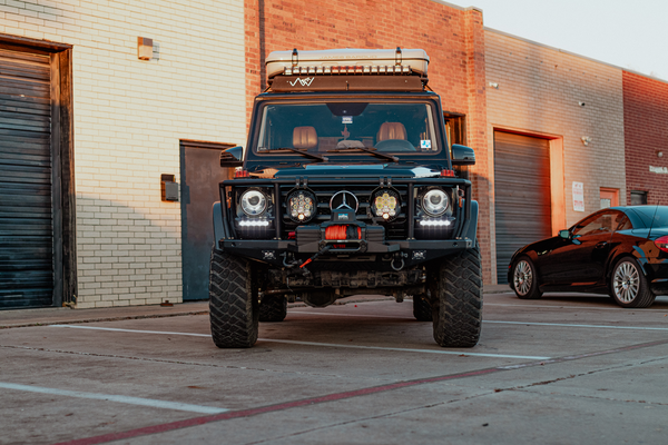 Load image into Gallery viewer, borne off road winch orange synthetic rope mercedes g wagon steel bumper tow pin
