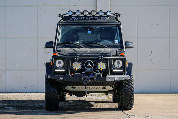 Load image into Gallery viewer, g wagon front bumper steel winch g500 g550 g55 amg mercedes fog lights cooler relocation intercooler g wagen 
