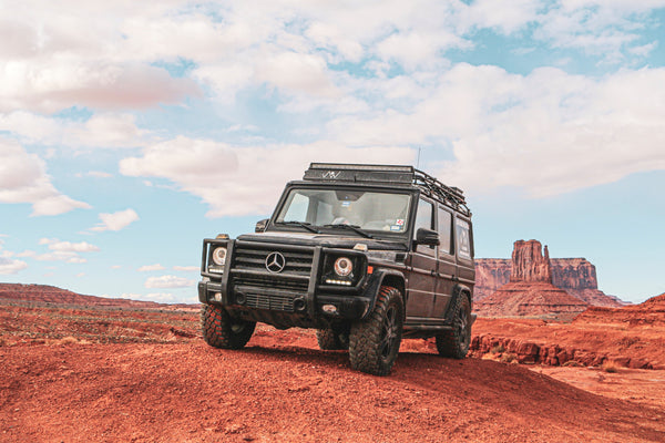 Load image into Gallery viewer, g wagon roof rack blacked out mercedes benz g wagon gobi racks stealth roof rack
