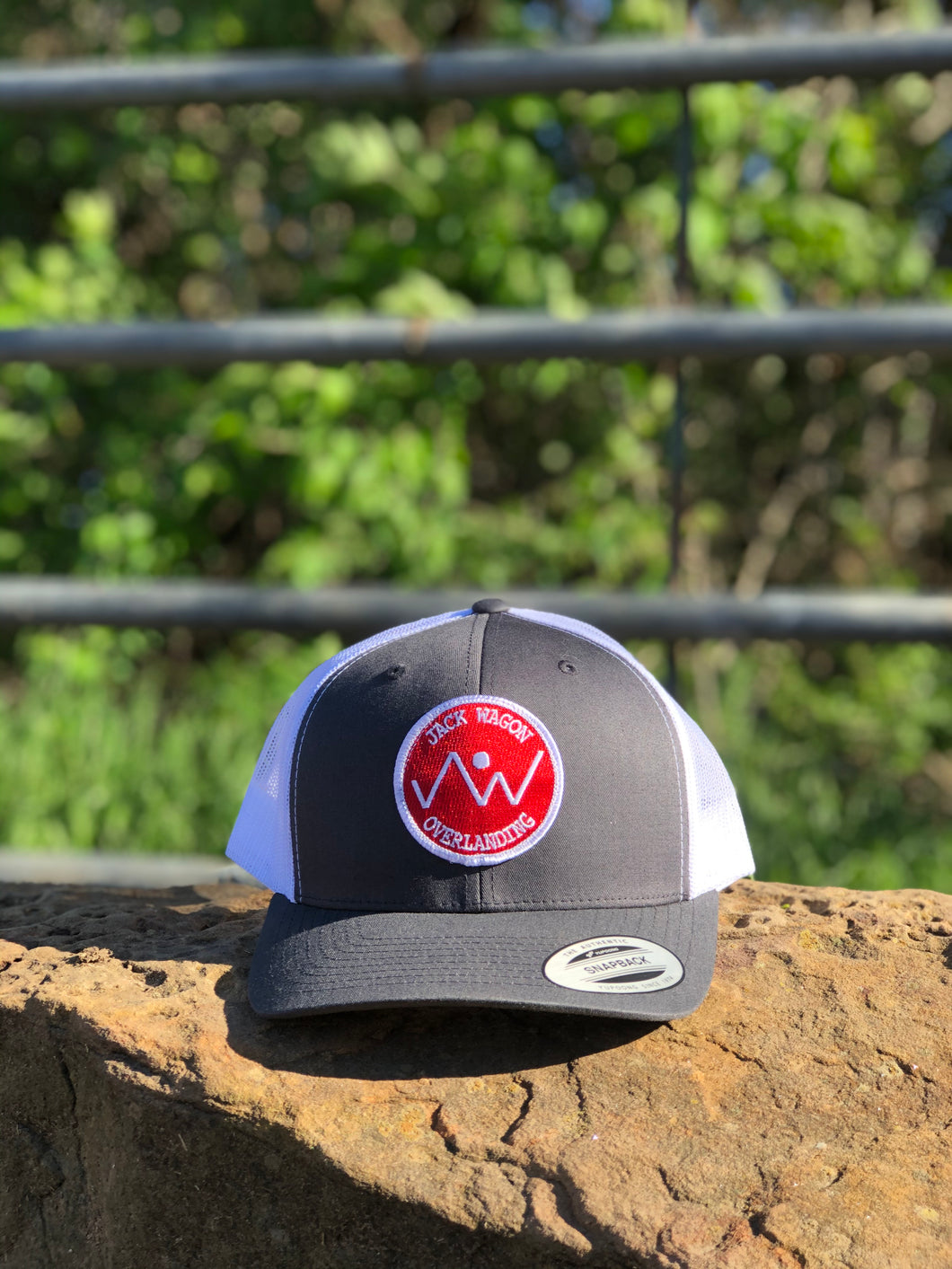 Jack Wagon Overlanding red mountain logo patch hat