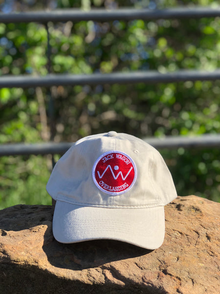 Load image into Gallery viewer, Jack Wagon Overlanding red mountain logo patch hat
