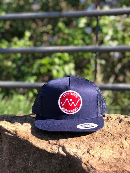 Load image into Gallery viewer, Jack Wagon Overlanding red mountain logo patch hat
